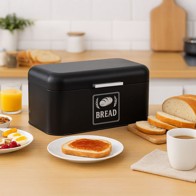 Retro Metal Bread Box with Lid and Handle