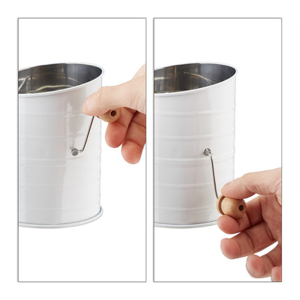 Retro flour sifter with crank