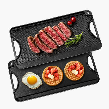 Reversible Cast Iron Grill Griddle, 20x10 in