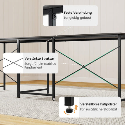 Reversible L-Shaped Desk with Charging Station, Gray
