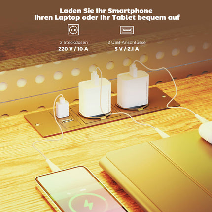 Reversible L-Shaped Gaming Desk with LED Lights and Storage