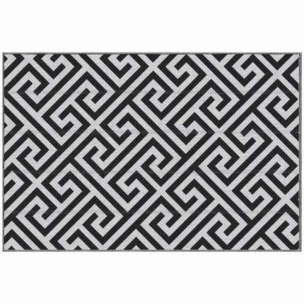 Reversible Outdoor Rug, Durable, Black/White, 121 x 182 cm