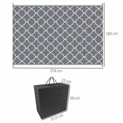 Reversible Outdoor Rug, Waterproof, 182x274 cm, Grey/White