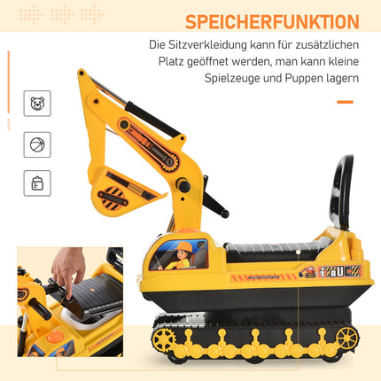 Excavator toy for children - black and yellow, 20 cm