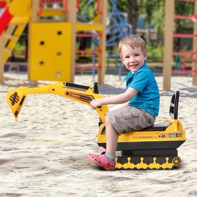 Excavator toy for children - black and yellow, 20 cm