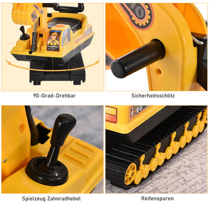 Excavator toy for children - black and yellow, 20 cm