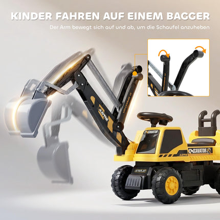 Ride-On Digger Toy with Rotating Seat for Kids 1.5-3 Years