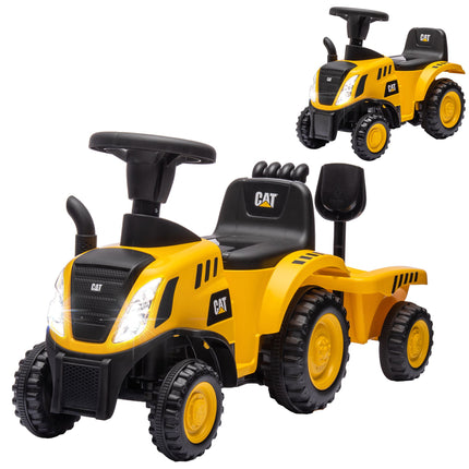 Ride-On Excavator with Shovel & Trailer, Yellow, Ages 1-3