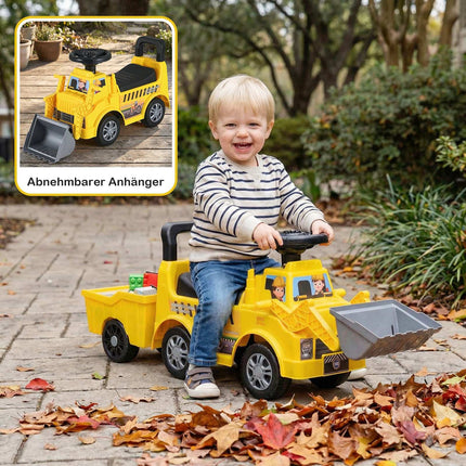 Ride-On Kids Excavator with Detachable Trailer, Yellow