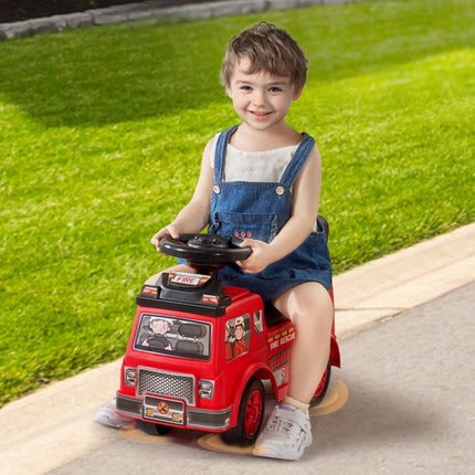 Ride-On Push Car for Toddlers, Music Wheel, Storage, Red