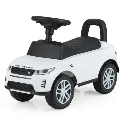 Ride-On Toy Car with Storage, White, Safe for Toddlers
