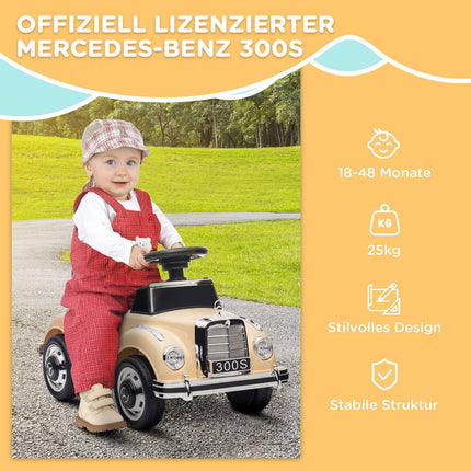Beige ride-on car for toddlers 18-48 months with storage space