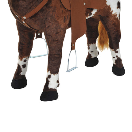 Plush toy horse - Sound, Metal frame, 85 cm - Brown & White