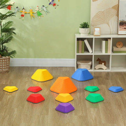 Heart Shaped River Rocks - 11 Pcs, Colorful, Non-Slip, 3-8 Years