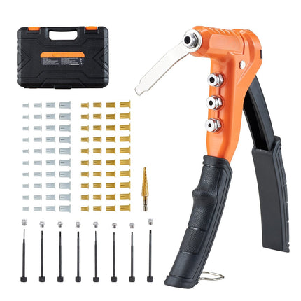Rivet Nut Tool Kit, One-Handed, 8 Mandrels, Step Bit, Case