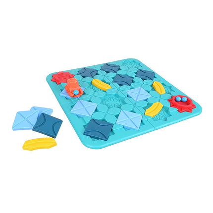 Road Building Logic Game for Children, 38 x 38 cm Board, 4 Ramps
