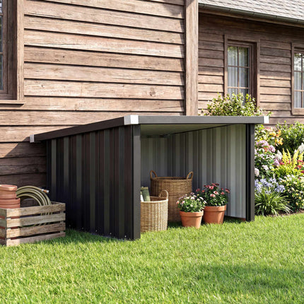 Robotic Lawn Mower Garage, Galvanized Steel, Dark Grey