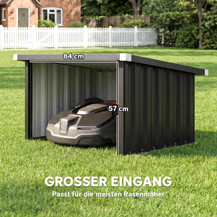 Robotic Lawn Mower Garage, Galvanized Steel, Dark Grey