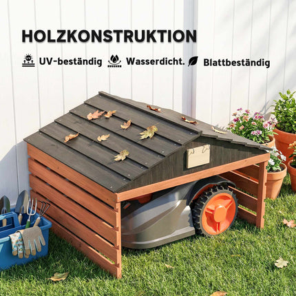 Robotic Lawn Mower Wooden Garage, Weatherproof, 79x74x54 cm