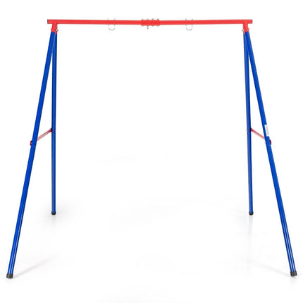 Robust metal swing frame A-frame garden swing frame 194 x 184 x 180 cm red + blue