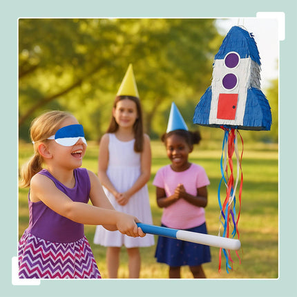 Rocket Piñata Set with Bat and Mask for Parties