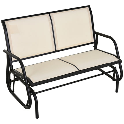Metal 2-seat rocking bench - Black & Beige 120x70x85 cm