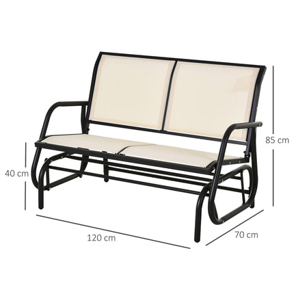 Metal 2-seat rocking bench - Black & Beige 120x70x85 cm