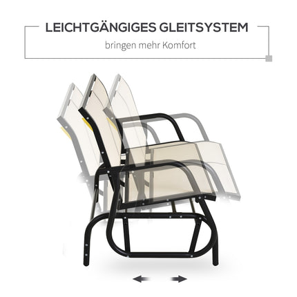 Metal 2-seat rocking bench - Black & Beige 120x70x85 cm
