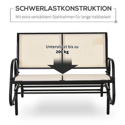 Metal 2-seat rocking bench - Black & Beige 120x70x85 cm