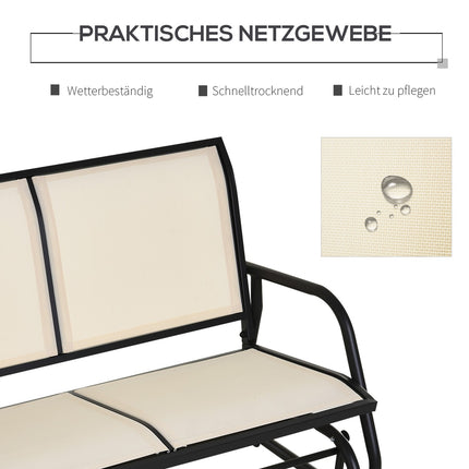 Metal 2-seat rocking bench - Black & Beige 120x70x85 cm