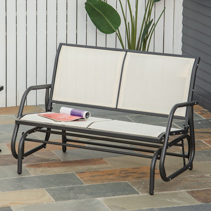 Metal 2-seat rocking bench - Black & Beige 120x70x85 cm