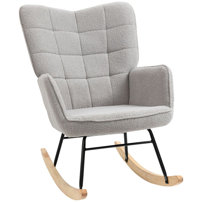 Light gray Berber fleece armchair, 120 kg capacity