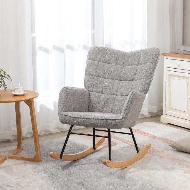 Light gray Berber fleece armchair, 120 kg capacity