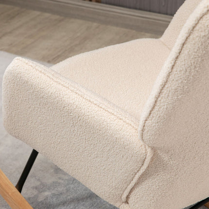 Beige berber fleece rocking chair - 120 kg capacity, bedroom