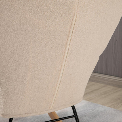 Beige berber fleece rocking chair - 120 kg capacity, bedroom