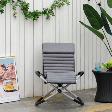 Ergonomic garden rocking chair in metal - dark grey, 145x74x88 Cm