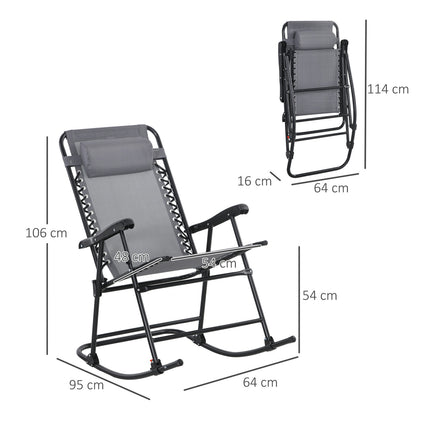 Folding garden rocking chair with cushion, capacity 120 kg