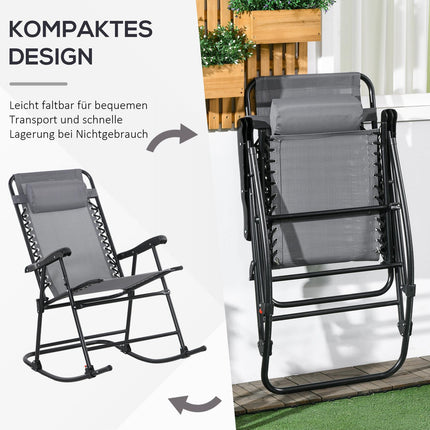 Folding garden rocking chair with cushion, capacity 120 kg