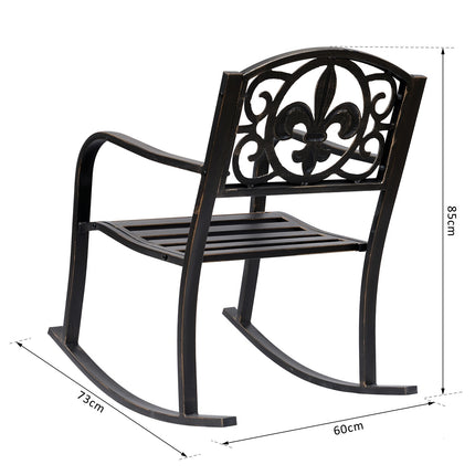 Antique metal rocking chair - bronze finish for garden
