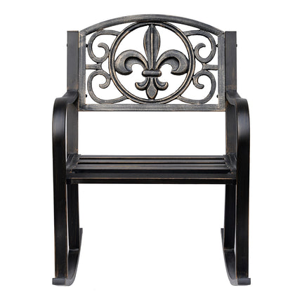 Antique metal rocking chair - bronze finish for garden