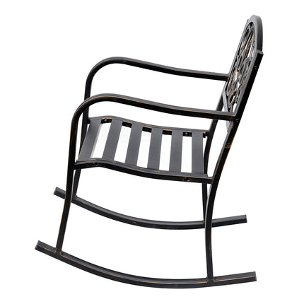 Antique metal rocking chair - bronze finish for garden
