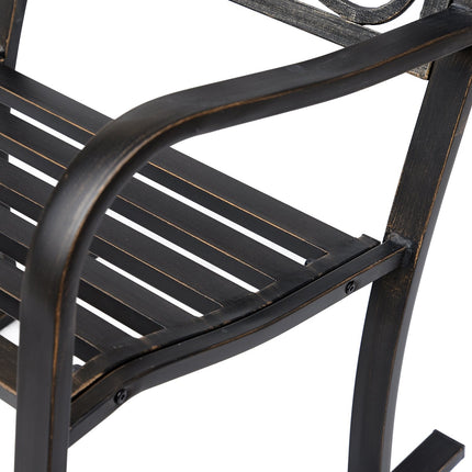 Antique metal rocking chair - bronze finish for garden