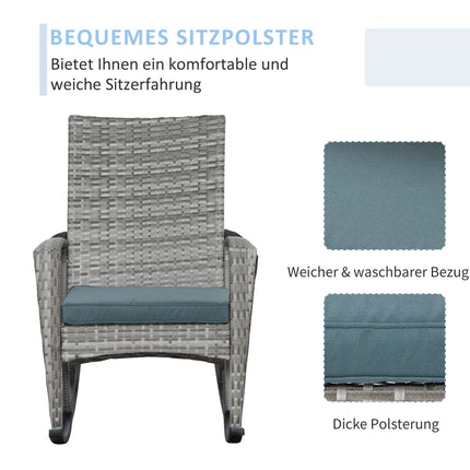 Gray polyrattan garden rocking chair with cushions