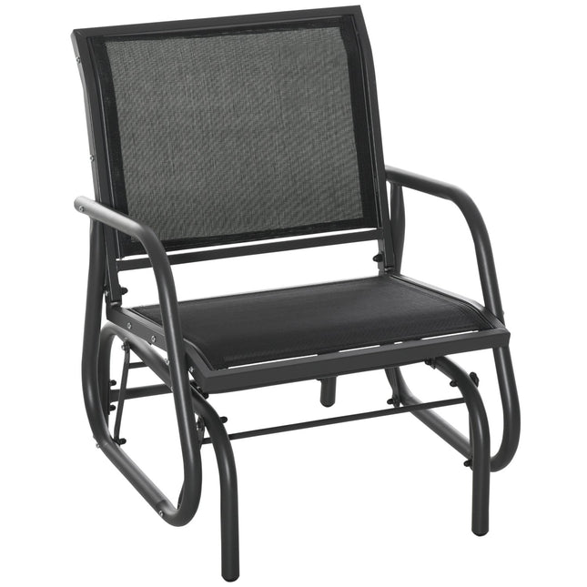 Schommelstoel Tuin Tuinstoel Relaxstoel Tuinschommel Metalen Schommelstoel Voor Terras Balkon Gaas Zwart 75 X 66 X 85 Cm
