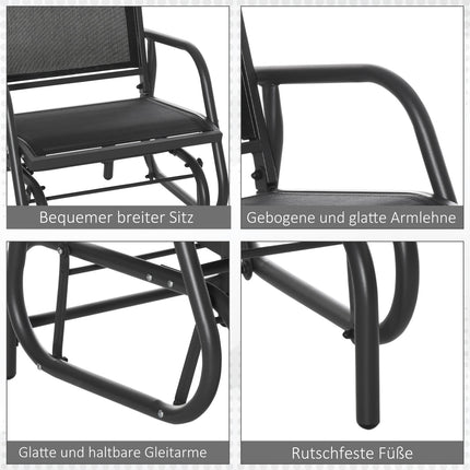 Garden rocking chair in black metal for patio or balcony