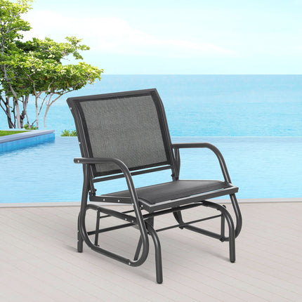 Garden rocking chair in black metal for patio or balcony