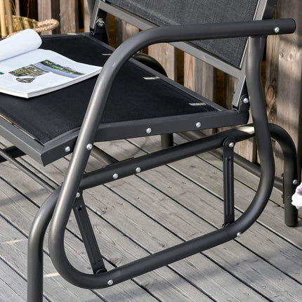 Garden rocking chair in black metal for patio or balcony