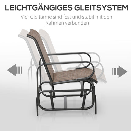Garden Swing rocking chair, steel frame, brown text line