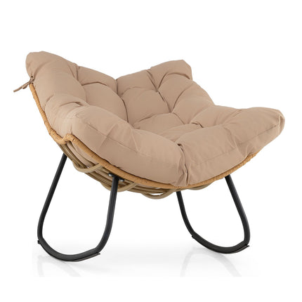Rocking Chair, PE Rattan, Metal Frame, Thick Cushion, 140 kg