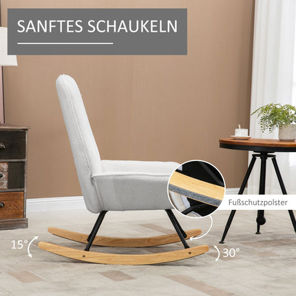 Rocking chair in gray sherpa fleece - padded for relaxation